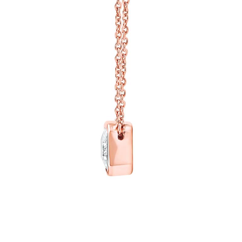 Lab Grown Diamond Emerald-Cut Solitaire Bezel Pendant in 10K Rose Gold &#40;1 ct. tw.&#41; – Image 2 of 4