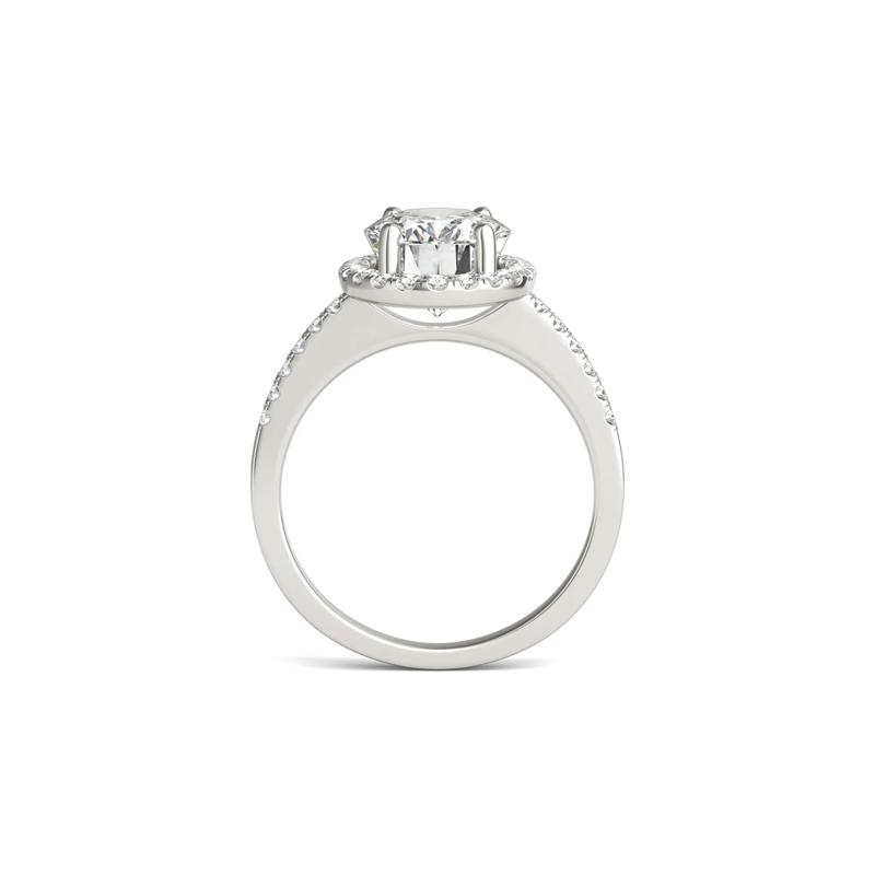 Moissanite Oval Halo Ring in 14K White Gold &#40;3 1/3 ct. dew&#41; – Image 2 of 5