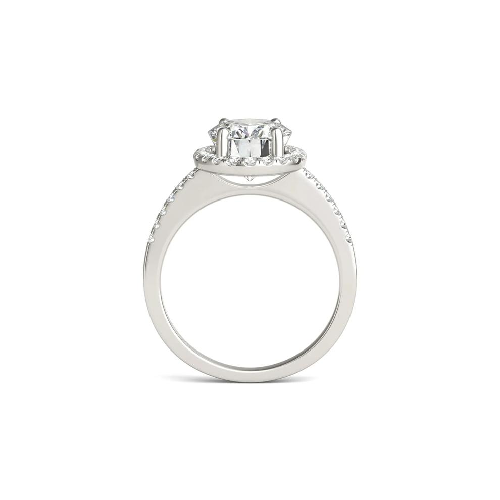 Moissanite Oval Halo Ring in 14K White Gold (3 1/3 ct. dew) – Image 2 of 5