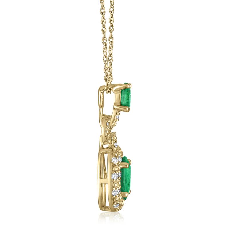 Emerald and Diamond Accent Pendant in 14K Yellow Gold – Image 2 of 3
