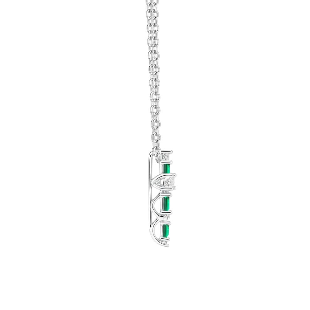 Lab-Created Emerald &amp; Lab-Created White Sapphire Cross Pendant in Sterling Silver – Image 2 of 3