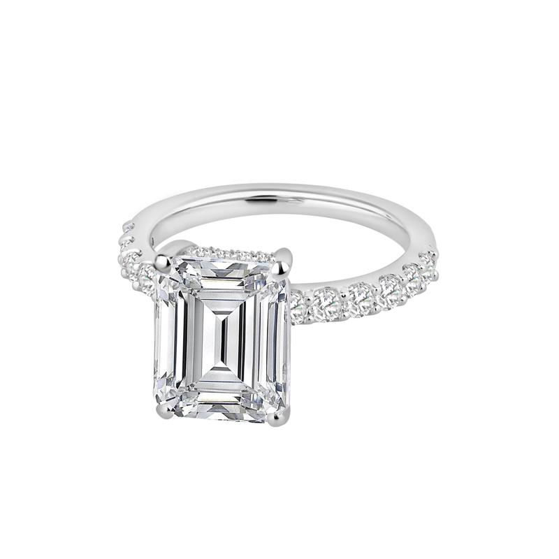 Lab Grown Diamond Emerald-Cut Engagement Ring in 14K White Gold &#40;7 3/4 ct. tw.&#41; – Image 4 of 4