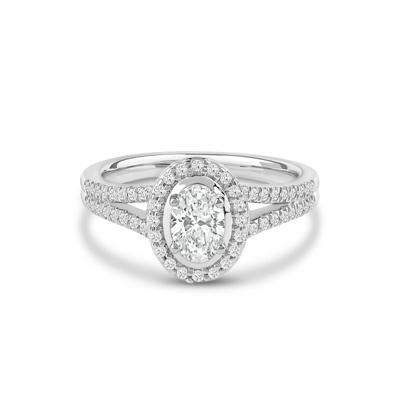 Oval Center Diamond Halo Engagement Ring (3/4 ct. tw.)