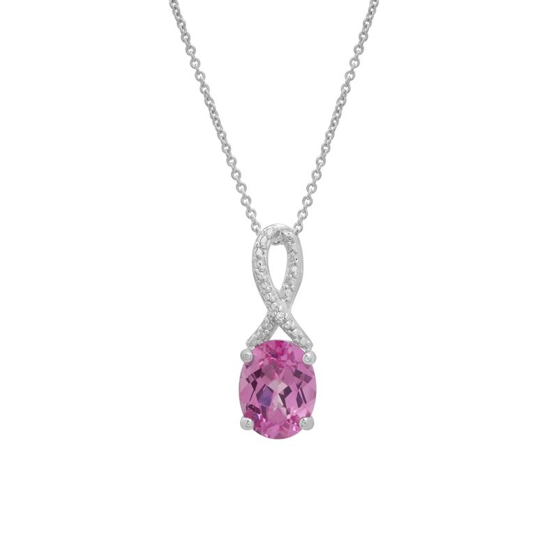 Lab-Created Pink Sapphire &amp; Diamond Accent Pendant &amp; Earrings Boxed Set in Sterling Silver – Image 3 of 6
