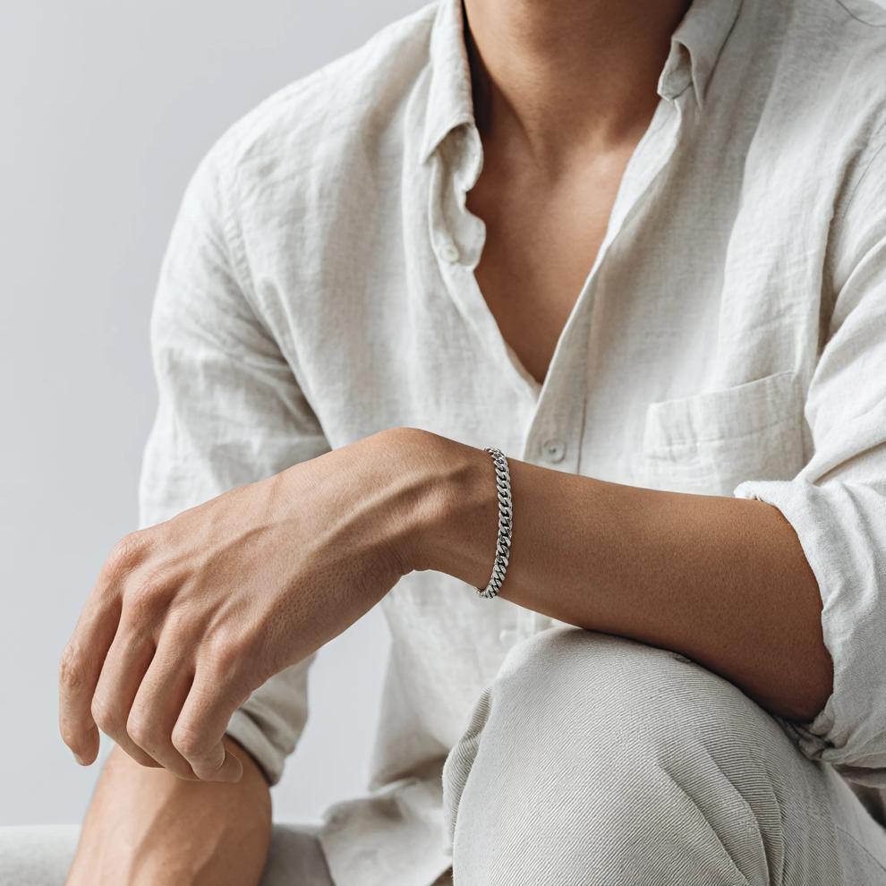 Men's Miami Cuban Bracelet in Sterling Silver – Image 3 of 3