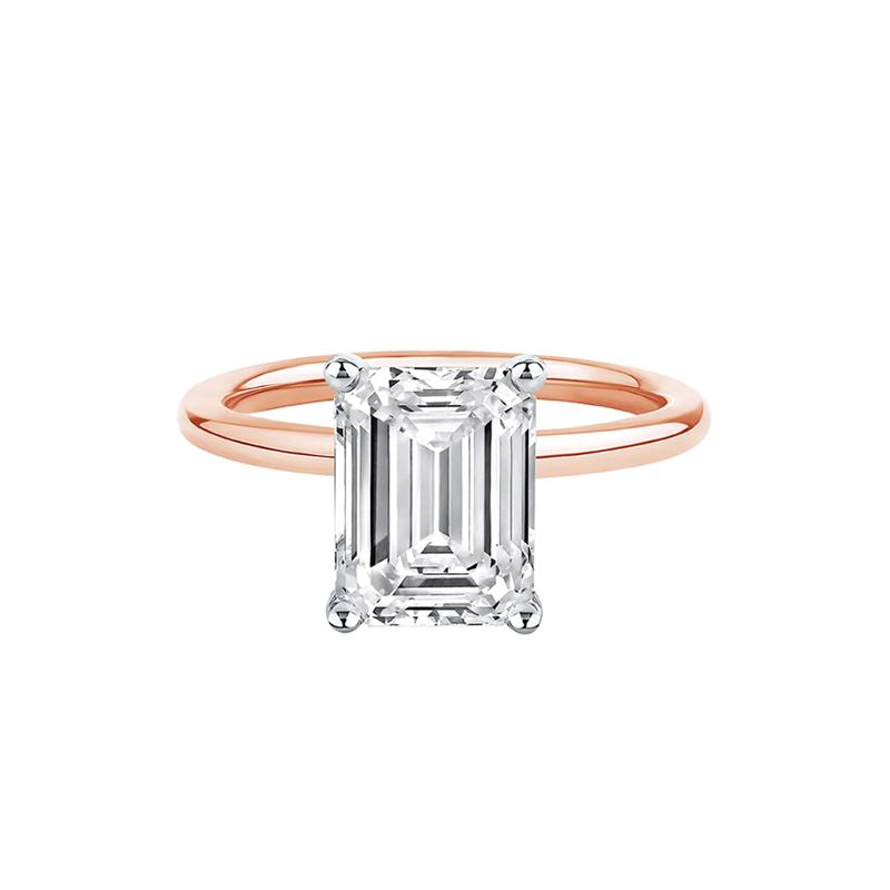 Lab Grown Diamond Emerald-Cut Solitaire Ring in 14k Rose Gold &#40;3 ct.&#41; – Image 1 of 4