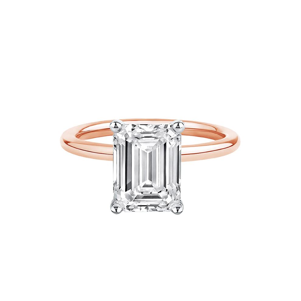 Lab Grown Diamond Emerald-Cut Solitaire Ring in 14k Rose Gold (3 ct.) – Image 1 of 4