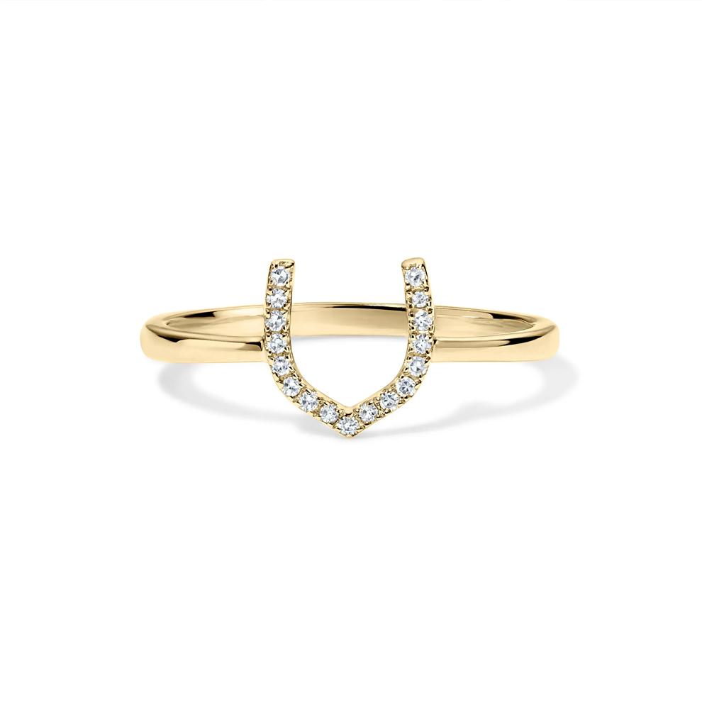 Diamond Accent Horseshoe Ring in 10K Yellow Gold – Image 1 of 4
