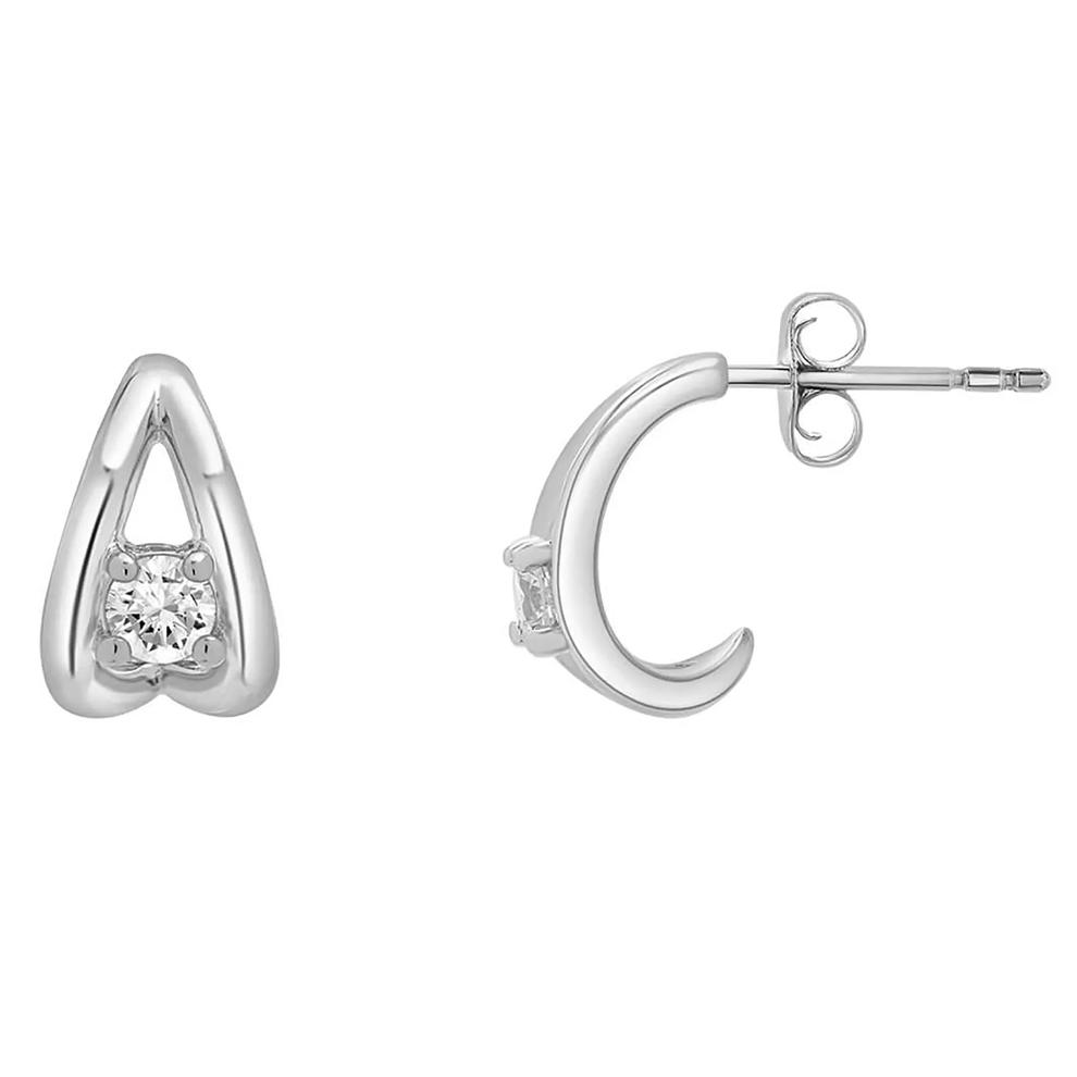 Diamond Split Huggie Stud Earrings in Sterling Silver (1/10 ct. tw.) – Image 1 of 1