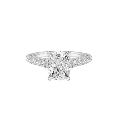 Lab Grown Diamond Elongated Cushion Engagement Ring in 14K White Gold (4 ct. tw.)