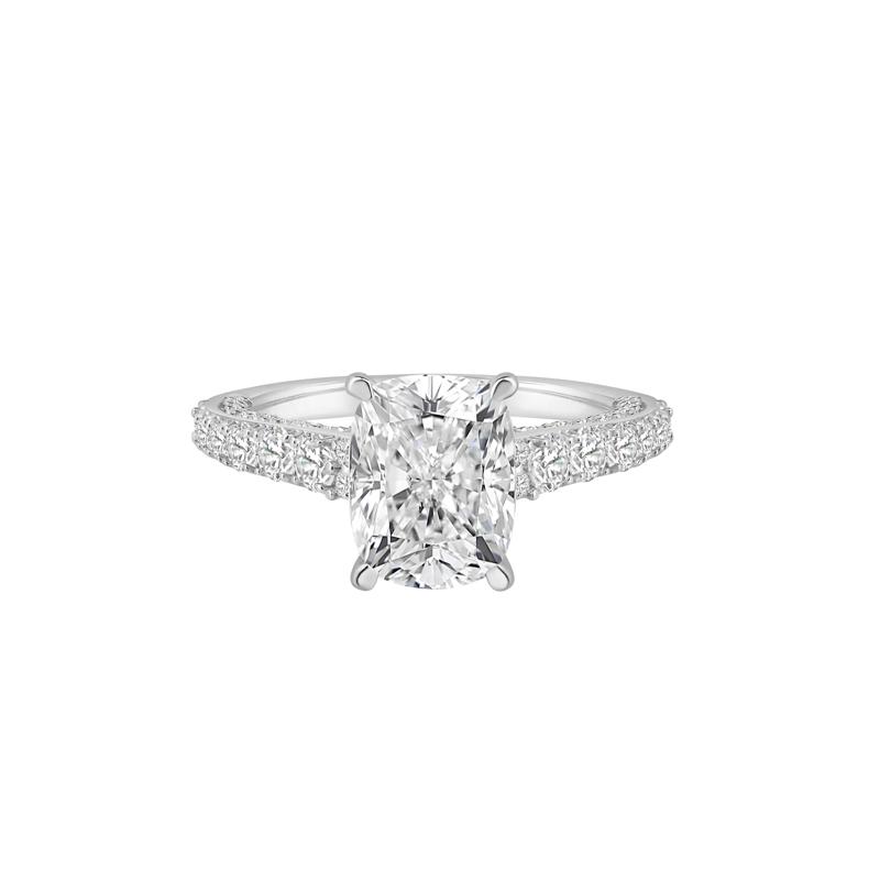 Lab Grown Diamond Elongated Cushion Engagement Ring in 14K White Gold (4 ct. tw.) – Image 1 of 4