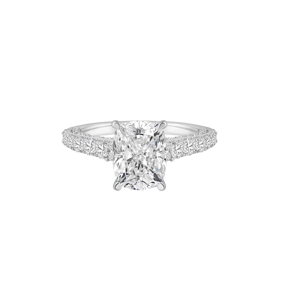 Lab Grown Diamond Elongated Cushion Engagement Ring in 14K White Gold (4 ct. tw.) – Image 1 of 4