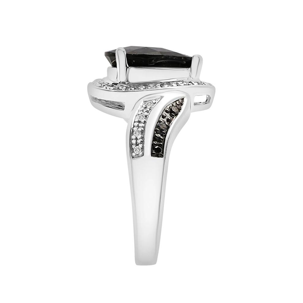 Pear-Shaped Onyx Ring with Black and White Diamonds in Sterling Silver (1/10 ct. tw.) – Image 3 of 5