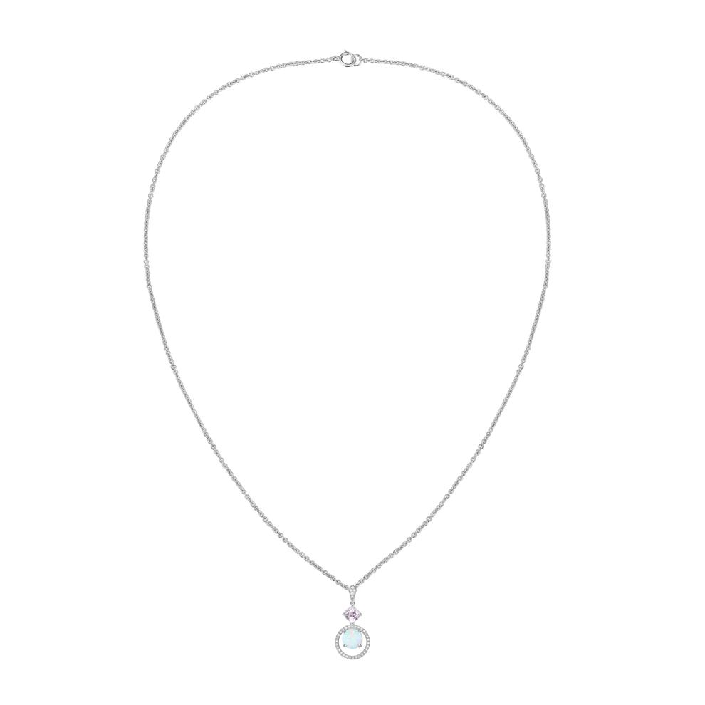 Lab Created Opal Dangle Pendant in Sterling Silver – Image 4 of 4