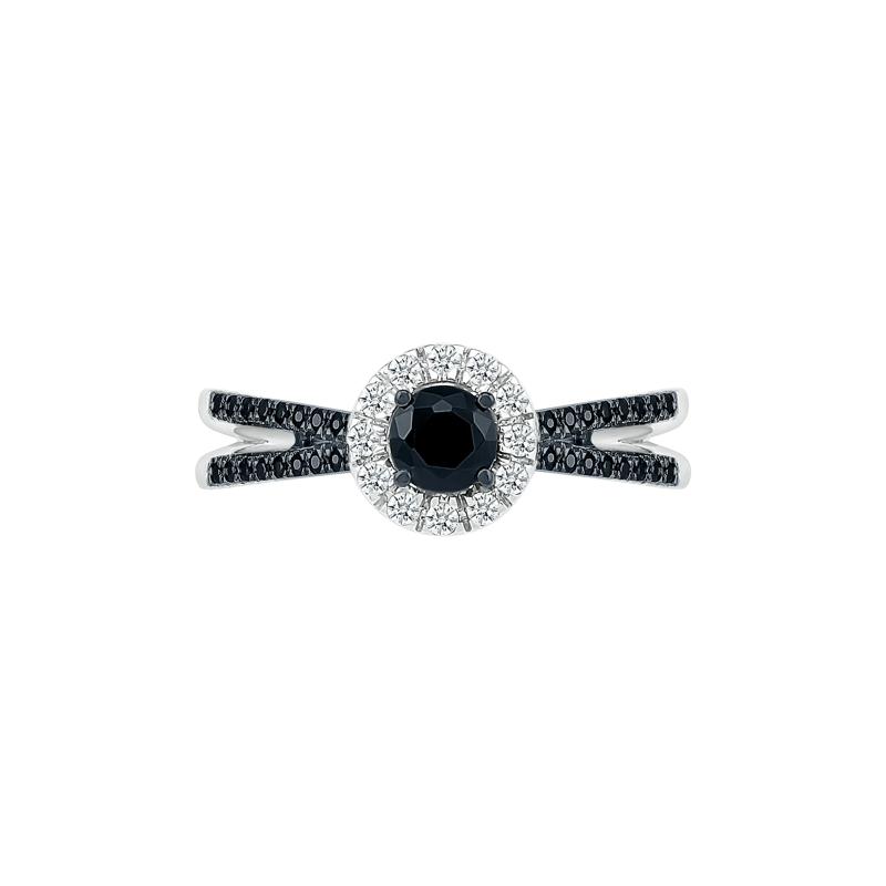 Black and White Diamond Halo Ring in 10K White Gold &#40;5/8 ct. tw.&#41; – Image 5 of 5