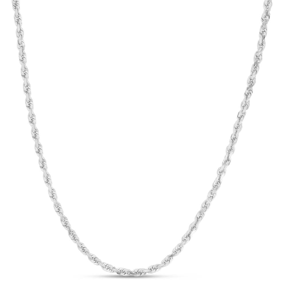 Solid Diamond-Cut Rope Chain in 14K White Gold, 2MM, 20&rdquo; – Image 1 of 3