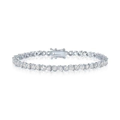 Lab-Created White Sapphire Line Bracelet in Sterling Silver
