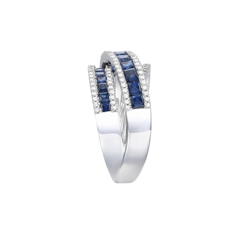 Blue Sapphire and Diamond Wrap Band in 10K White Gold &#40;1/2 ct. tw.&#41; – Image 3 of 3