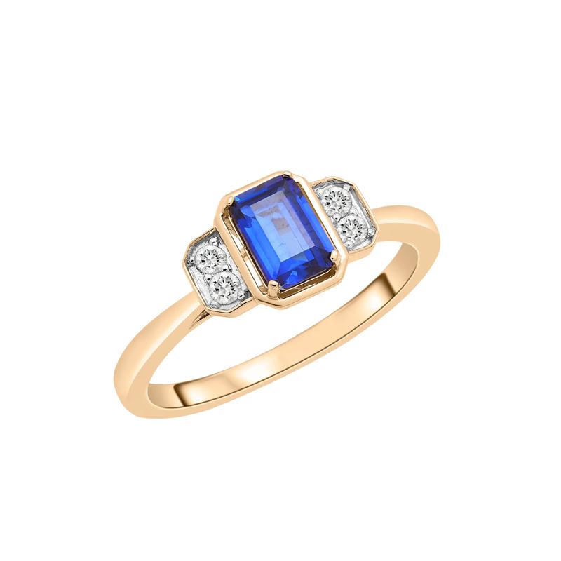 Lab-Created Blue Sapphire and Lab-Created White Sapphire Vintage Ring in Vermeil – Image 5 of 7