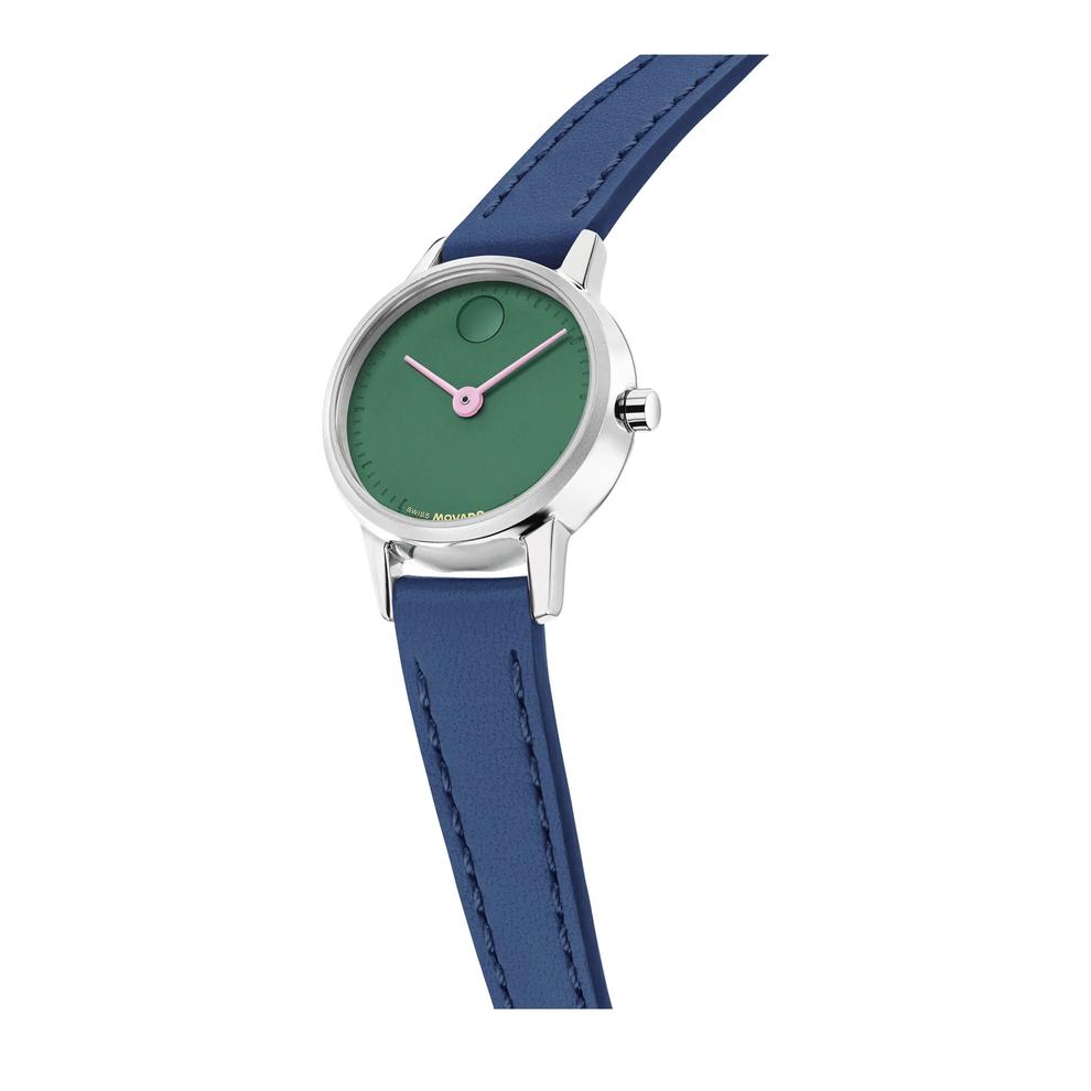 Ladies' Baby Face Watch With Blue Leather Strap in Stainless Steel, 23mm – Image 2 of 3