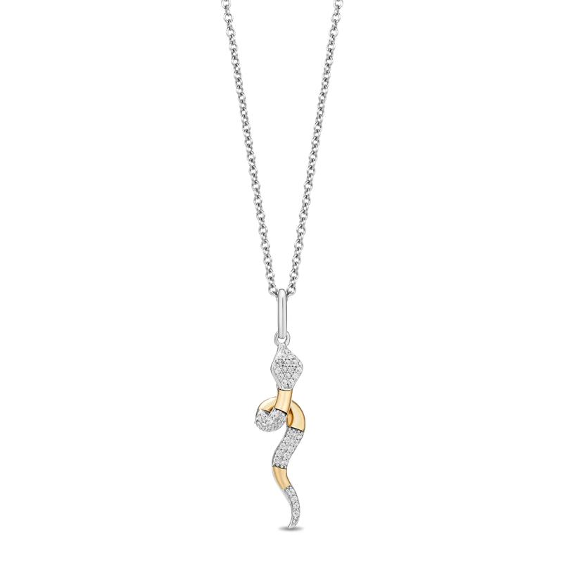 Jafar Diamond Snake Pendant in Sterling Silver and 10K Yellow Gold &#40;1/8 ct. tw.&#41; – Image 1 of 2