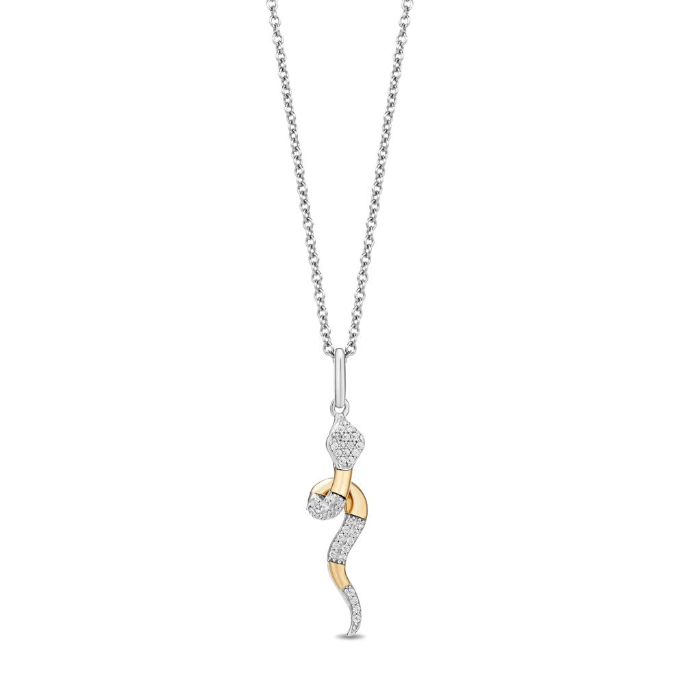 Jafar Diamond Snake Pendant in Sterling Silver and 10K Yellow Gold (1/8 ct. tw.) – Image 1 of 2