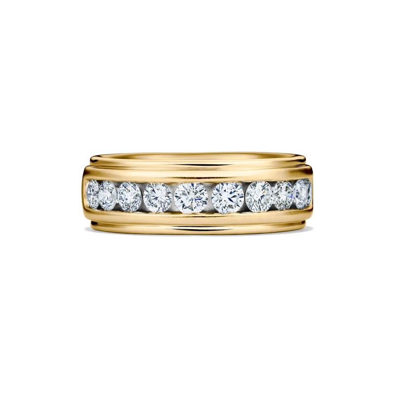 Men&#39;s Lab Grown Diamond Channel-Set Band in 10K Yellow Gold &#40;1 1/2 ct. tw.&#41; – Image 1 of 4