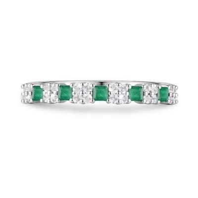 Emerald & Diamond Ring in 10K White Gold (1/4 ct. tw.)