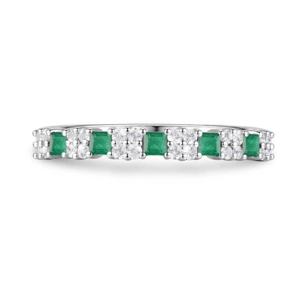 Emerald &amp; Diamond Ring in 10K White Gold (1/4 ct. tw.) – Image 1 of 4