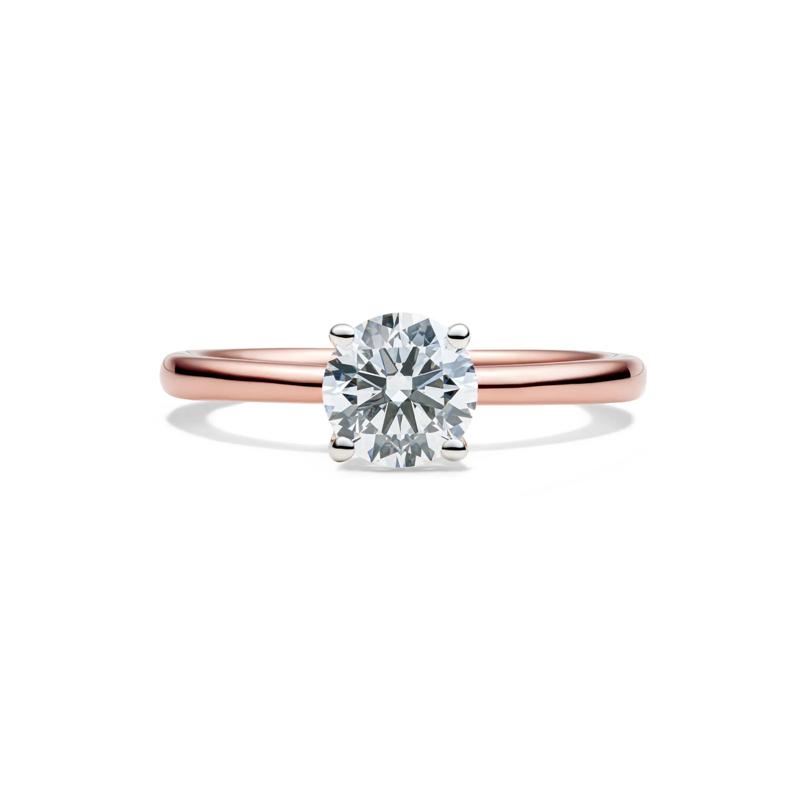 Lab Grown Diamond Solitaire Round Engagement Ring in 14k Rose Gold &#40;1 ct.&#41; – Image 1 of 4