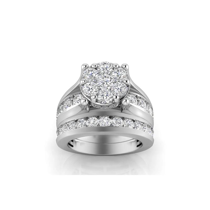 Round Lab Grown Multi-Diamond Engagement Ring Set in 10K White Gold &#40;3 ct. tw.&#41;  – Image 5 of 5