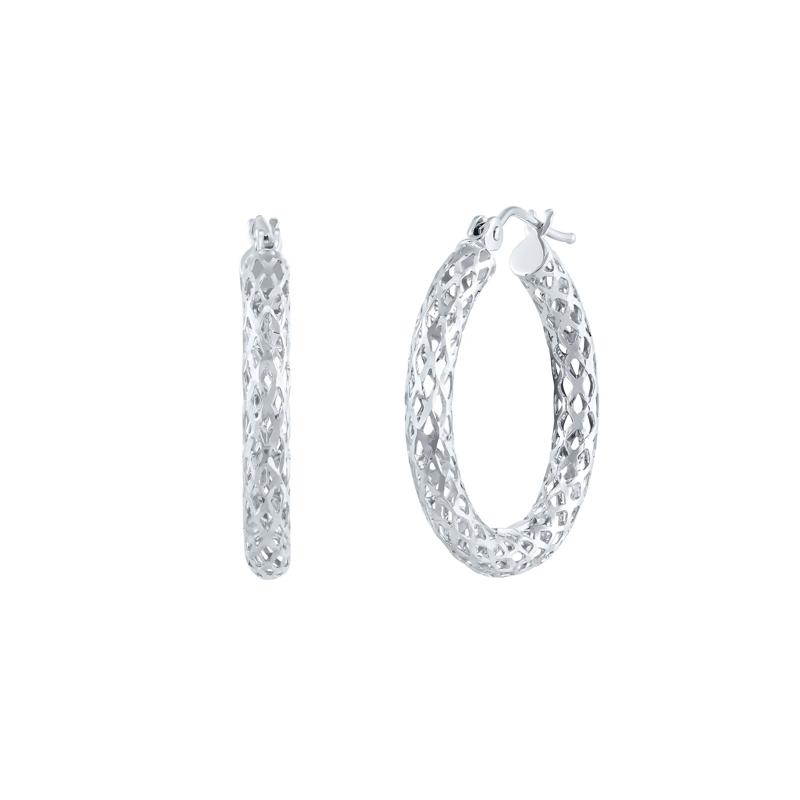 Pierced Tube Hoop Earrings in 14K White Gold – Image 3 of 3