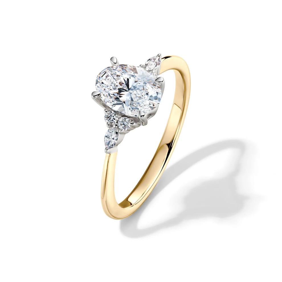 Lab Grown Diamond Oval Engagement Ring in 14K Yellow and White Gold (1 ct. tw.)  – Image 4 of 5