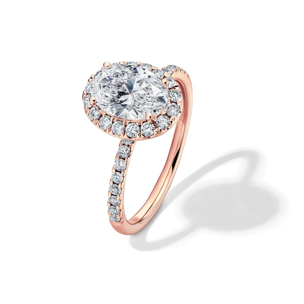 Lab Grown Diamond Oval Halo Engagement Ring in 14K Rose Gold (2 ct. tw.) – Image 4 of 4
