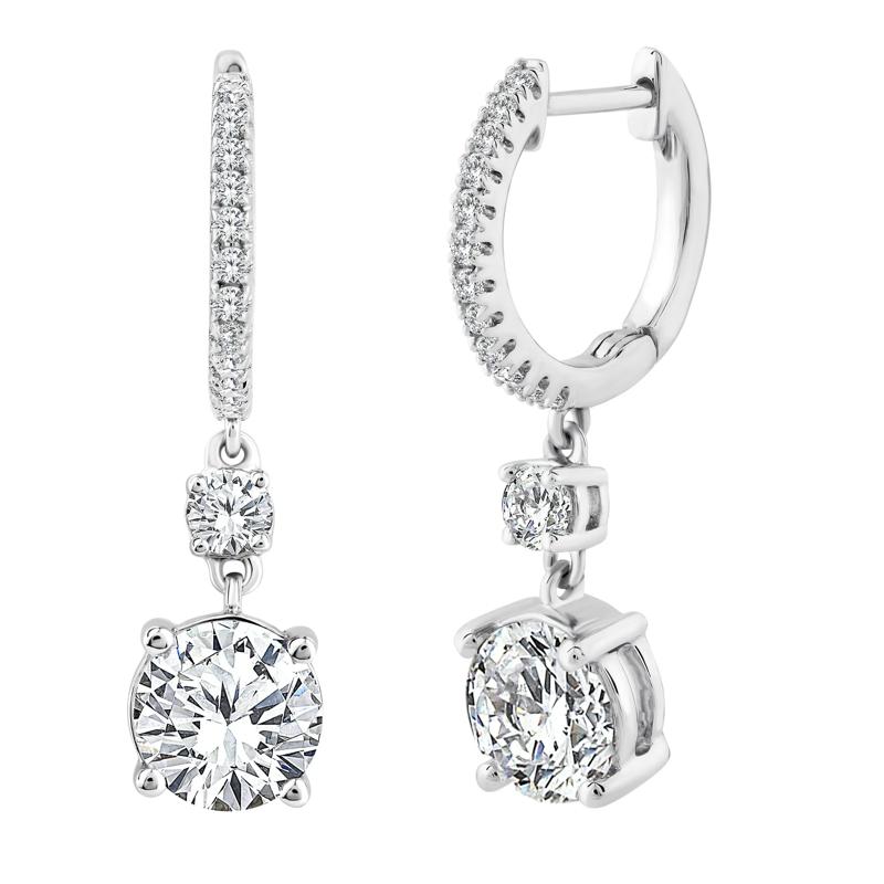 Lab Grown Diamond Dangle Drop Earrings in 10K White Gold &#40;2 1/3 ct. tw.&#41; – Image 1 of 2