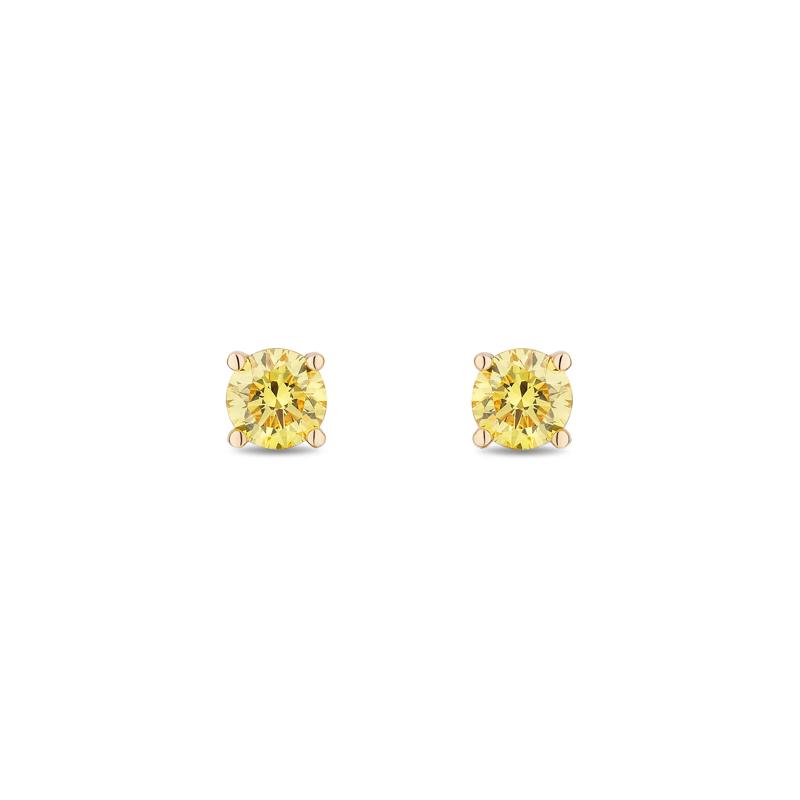 Lab Grown Yellow Diamond Solitaire Earrings in 14K Yellow Gold &#40;1/4 ct. tw.&#41; – Image 2 of 2