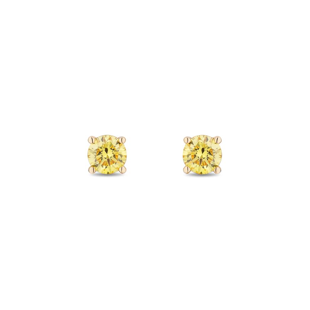 Lab Grown Yellow Diamond Solitaire Earrings in 14K Yellow Gold (1/4 ct. tw.) – Image 2 of 2