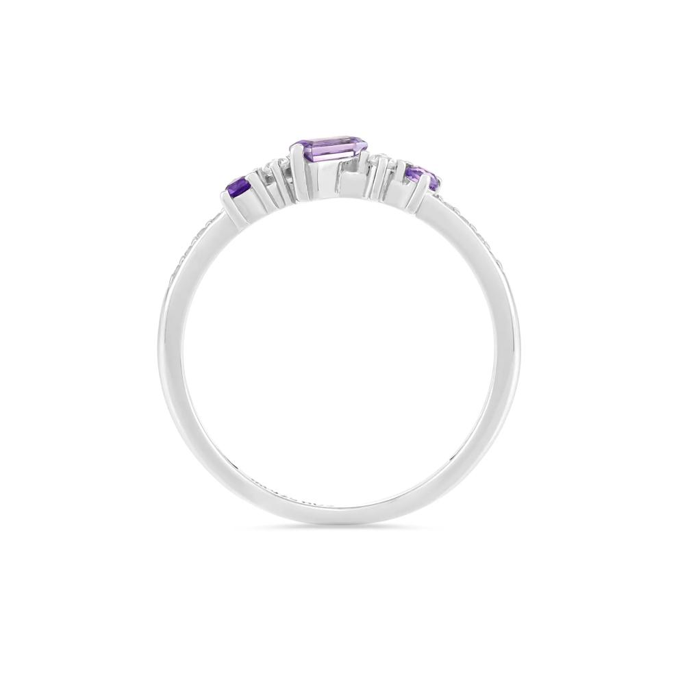 Pink Amethyst &amp; Lab-Created White Sapphire Stack Ring in Sterling Silver – Image 2 of 4