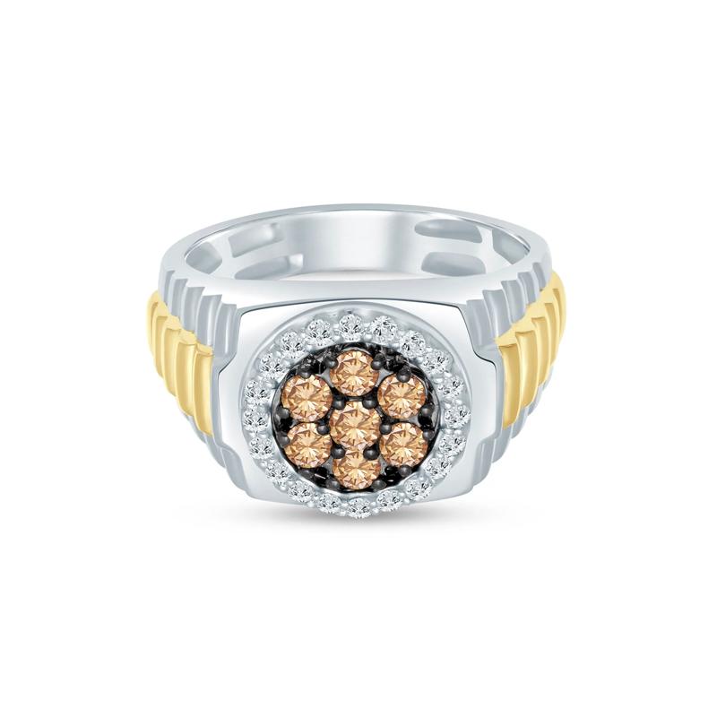 Men&#39;s 1 ct. tw. Champagne &amp; White Diamond Ring in 10K White &amp; Yellow Gold – Image 1 of 3