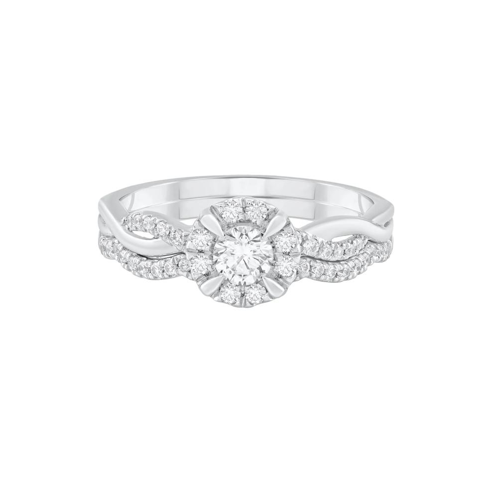 Diamond Round Center Engagement Set in 10K White Gold (1/2 ct. tw.) – Image 1 of 6