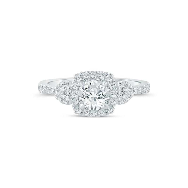 Lab Grown Diamond Round Engagement Ring in 14K White Gold &#40;1 ct. tw.&#41; – Image 1 of 3