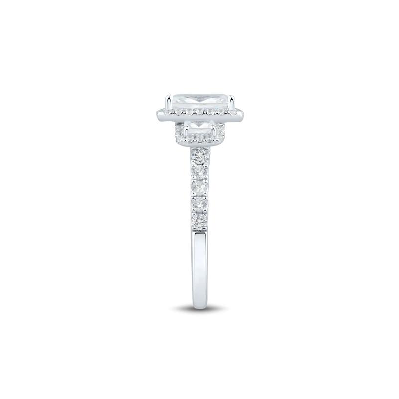 Emerald-Cut Diamond Three-Stone Halo Engagement Ring in 14K White Gold &#40;3 ct. tw.&#41; – Image 3 of 3