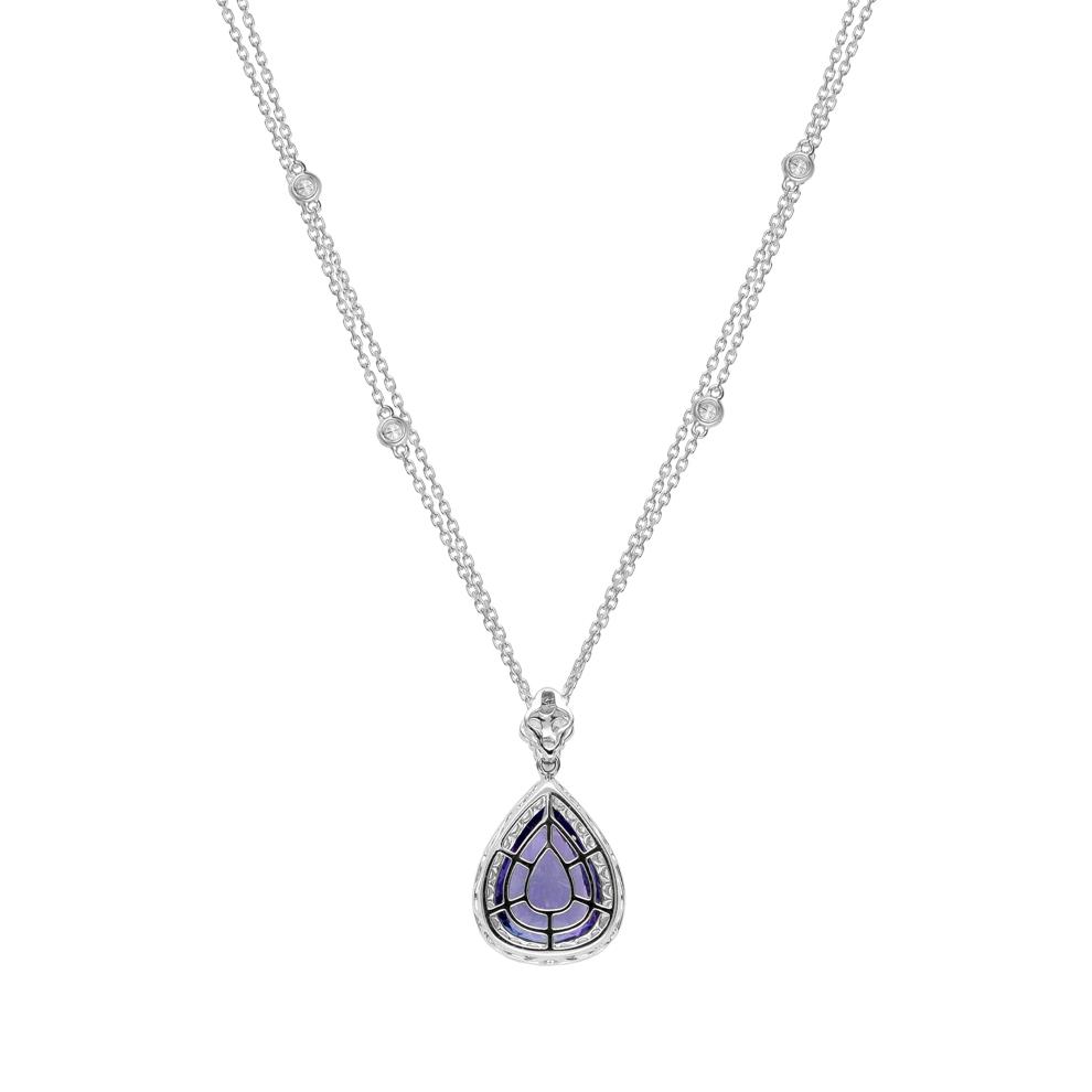 Pear-Shaped Tanzanite &amp; Diamond Pendant in 18K White Gold (5/8 ct. tw.) – Image 3 of 3