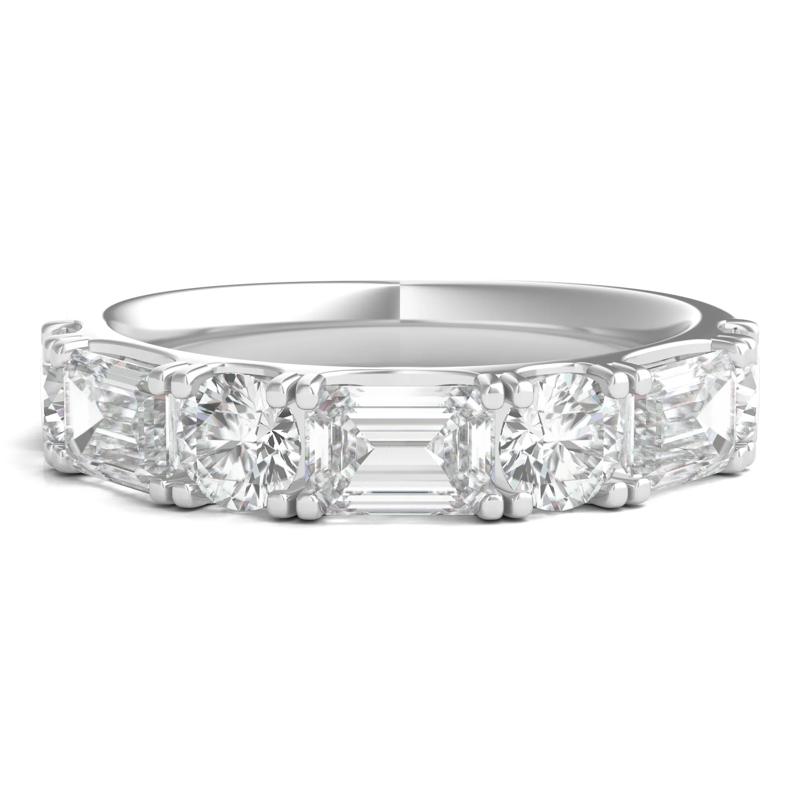 Round &amp; Emerald-Cut Diamond Band in 14K White Gold &#40;2 1/2 ct. tw.&#41; – Image 1 of 3