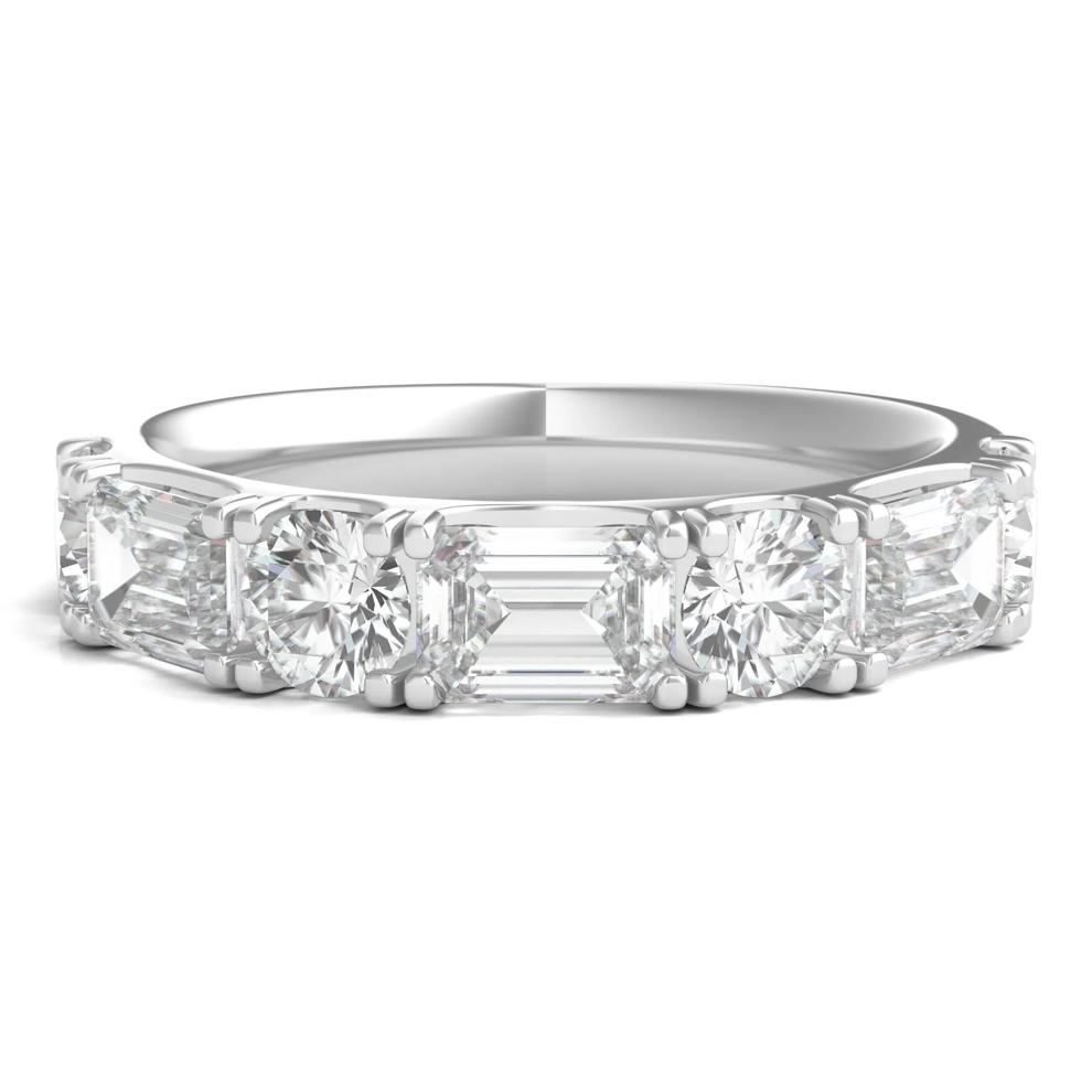 Round &amp; Emerald-Cut Diamond Band in 14K White Gold (2 1/2 ct. tw.) – Image 1 of 3