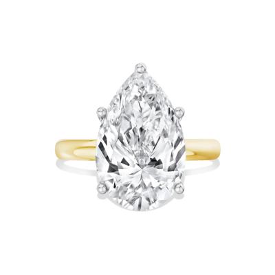 Lab Grown Diamond Pear-Shaped Solitaire Ring in 14K Yellow & White Gold (6 ct.)