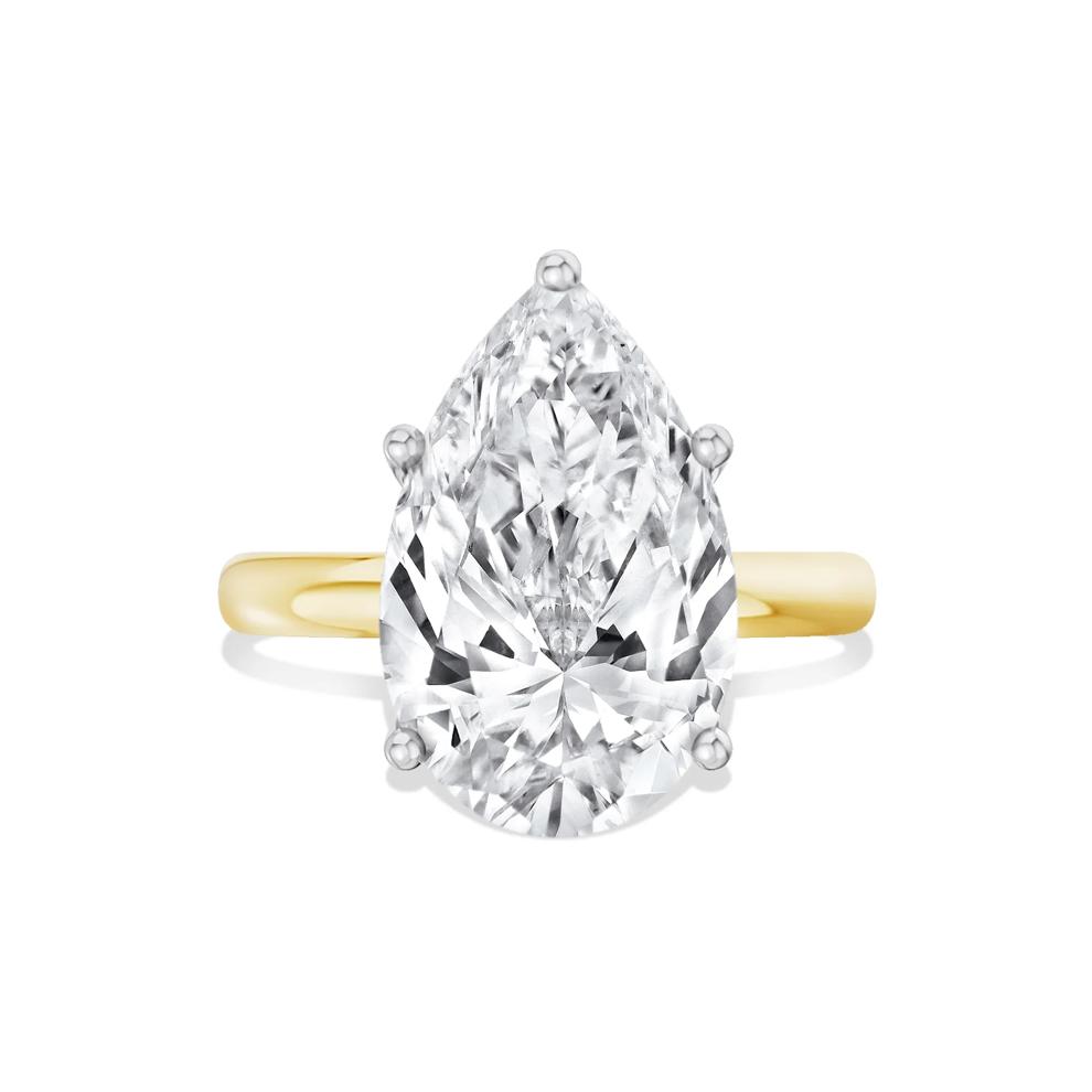 Lab Grown Diamond Pear-Shaped Solitaire Ring in 14K Yellow &amp; White Gold (6 ct.) – Image 1 of 4