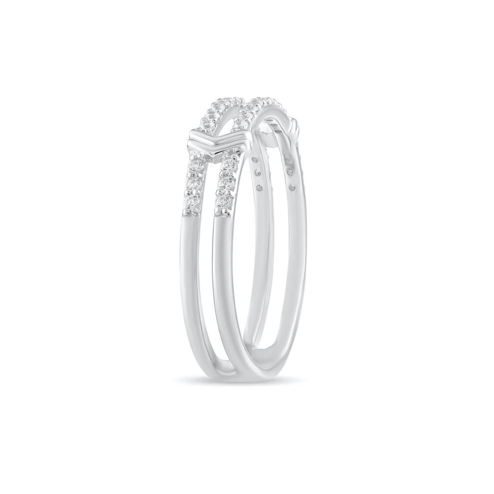 Diamond Double Row Ring in Sterling Silver (1/5 ct. tw.) – Image 4 of 4