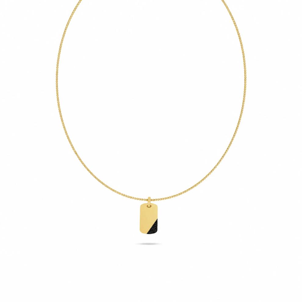 Men's Black Lab Grown Diamond Tipped Dog Tag Pendant Necklace in Vermeil (3/8 ct. tw.) – Image 1 of 8