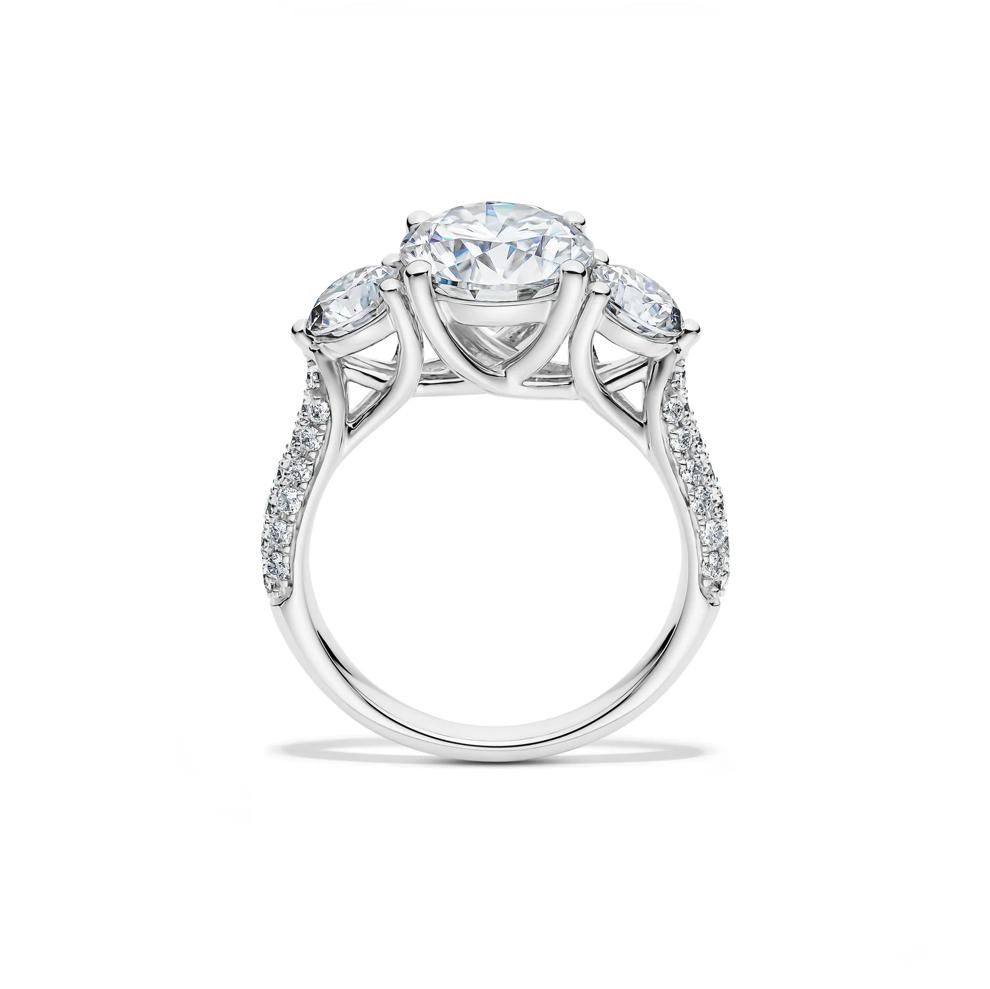 Lab-Created Moissanite Three-Stone Ring in 10K White Gold (3 9/10 ct. dew) – Image 2 of 3